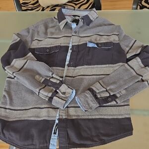 Marmot Men's Casual Gray and Black Striped  Flannel Shirt